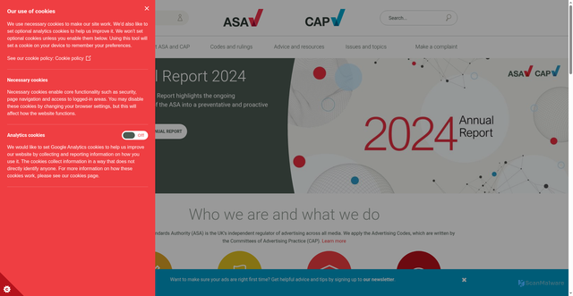 Security scan screenshot of https://www.asa.org.uk/