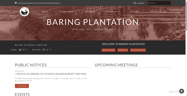 Security scan screenshot of https://baringplantation.gov/