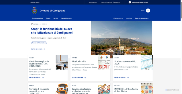 Security scan screenshot of https://www.comune.cordignano.tv.it