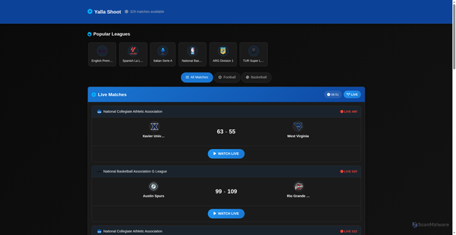 Security scan screenshot of https://www.yalla-shoot.video/