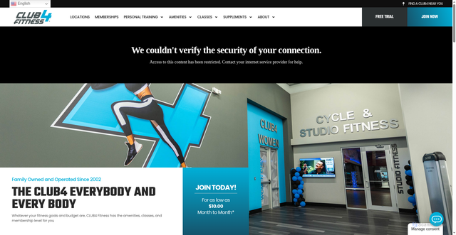 Security scan screenshot of https://www.club4fitness.com/