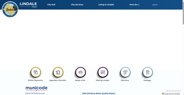 Security scan screenshot of https://www.lindaletx.gov/