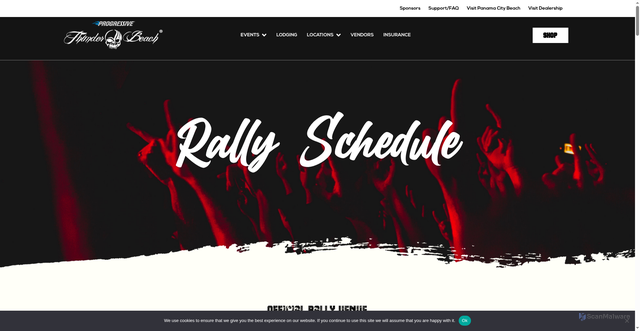 Security scan screenshot of https://thunderbeachproductions.com/events/schedule/