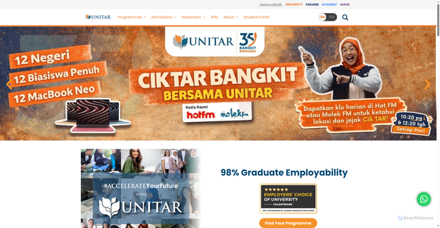 Security scan screenshot of https://unitar.my