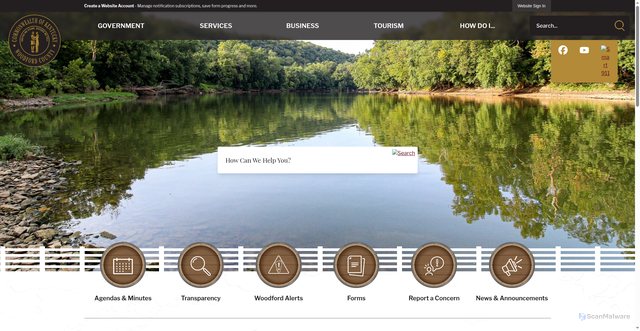 Security scan screenshot of https://woodfordcountyky.gov/