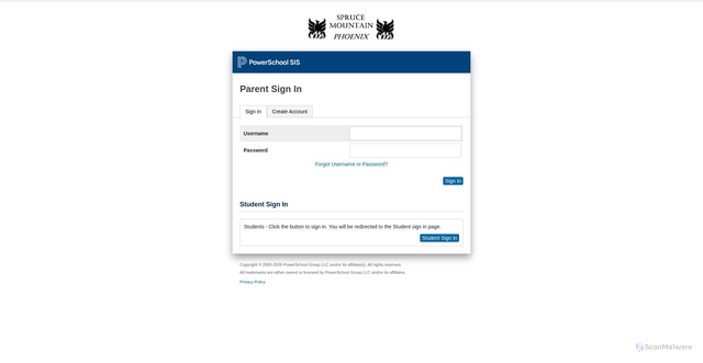 Security scan screenshot of https://rsu73.powerschool.com