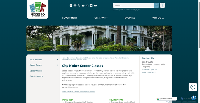 Security scan screenshot of https://www.modestogov.com/2756/Soccer-Classes