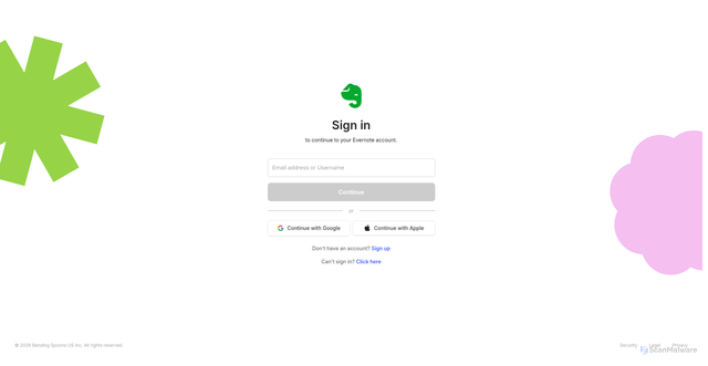 Security scan screenshot of https://lite.evernote.com/note/70f7cb34-2697-5712-7380-c886e4aefe9d