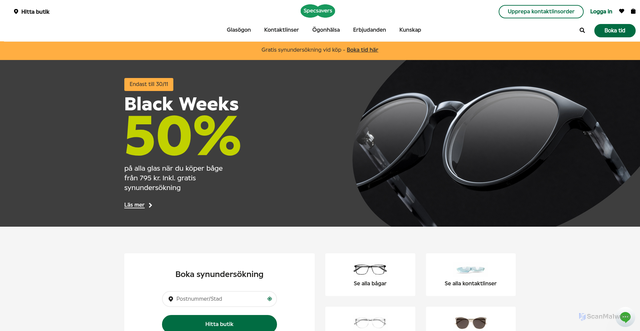 Security scan screenshot of https://www.specsavers.se/