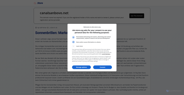 Security scan screenshot of https://www.canalsanbovo.net/