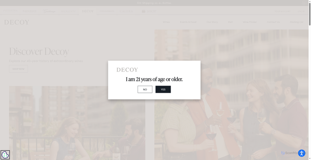 Security scan screenshot of https://www.decoywines.com