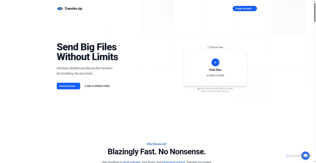 Security scan screenshot of https://transfer.zip