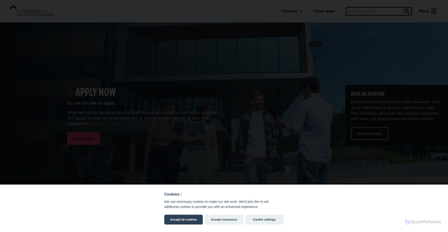 Security scan screenshot of https://www.glos.ac.uk/