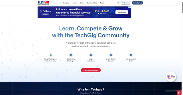 Security scan screenshot of https://techgig.com