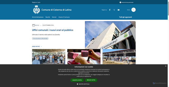 Security scan screenshot of https://www.comune.cisterna.latina.it/it