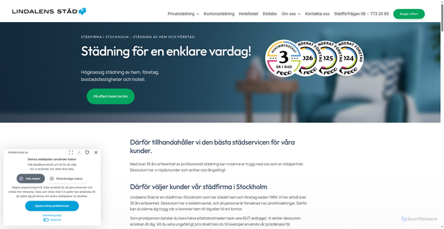 Security scan screenshot of https://lindalensfonsterputs.se