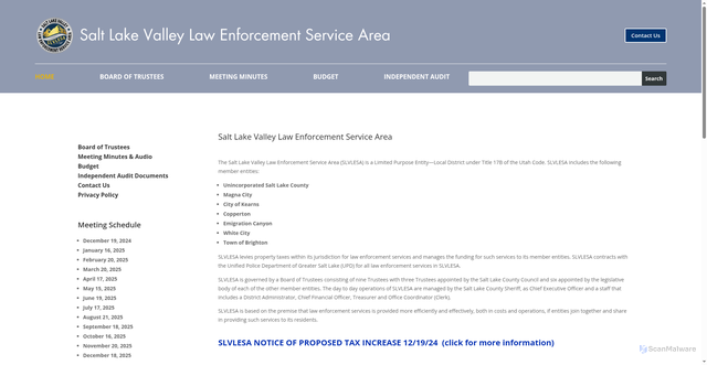 Security scan screenshot of https://slvlesa-ut.gov/wp/home/
