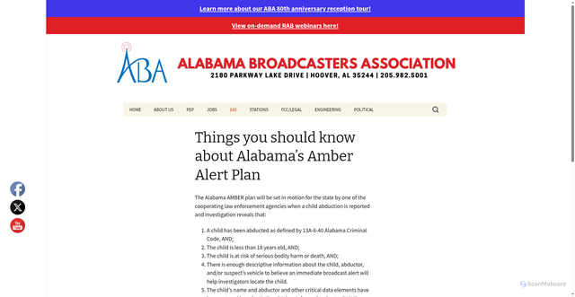 Security scan screenshot of https://al-ba.com/wp2/things-you-should-know-about-alabamas-amber-alert-plan/