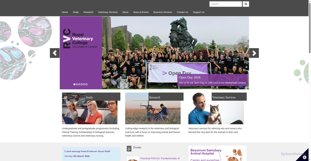 Security scan screenshot of http://www.rvc.ac.uk