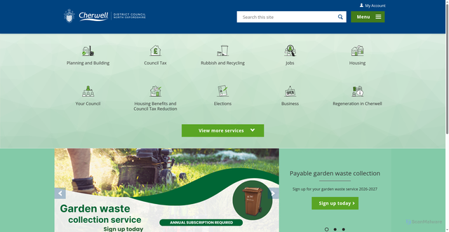 Security scan screenshot of https://www.cherwell.gov.uk/