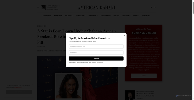 Security scan screenshot of https://americankahani.com/entertainment/a-star-is-born-down-under-shabana-azeezs-breakout-role-in-the-golden-globe-winner-the-pitt/
