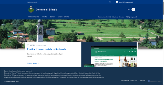 Security scan screenshot of https://www.comune.brinzio.va.it/