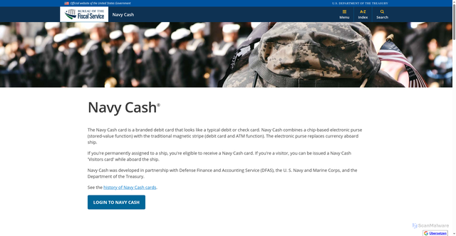 Security scan screenshot of https://fiscal.treasury.gov/navy-cash/