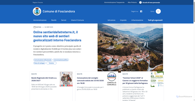 Security scan screenshot of https://www.comune.fosciandora.lu.it