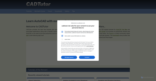 Security scan screenshot of https://cadtutor.net