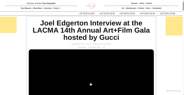 Security scan screenshot of https://creatorsfaire.com/interview/joel-edgerton-interview-at-the-lacma-14th-annual-artfilm-gala-hosted-by-gucci/