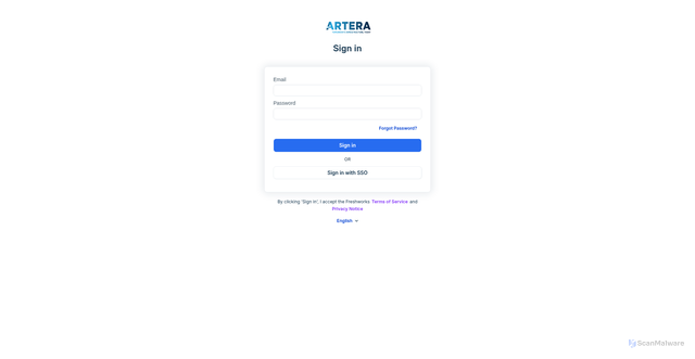 Security scan screenshot of https://arteraservices.myfreshworks.com