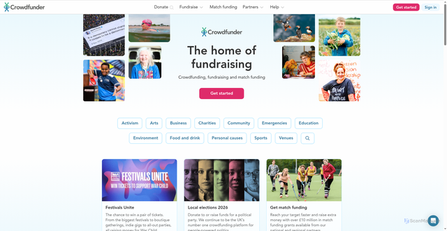 Security scan screenshot of https://www.crowdfunder.co.uk