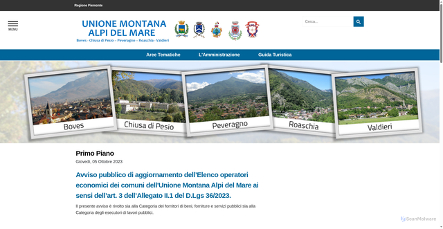 Security scan screenshot of https://www.unionealpidelmare.it/