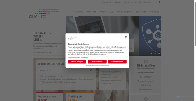 Security scan screenshot of https://www.zbmed.de/