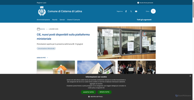 Security scan screenshot of https://www.comune.cisterna.latina.it