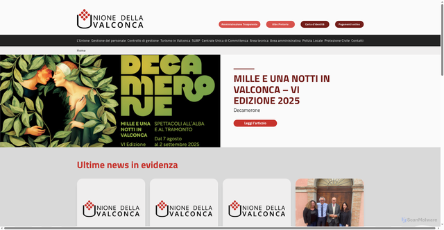 Security scan screenshot of https://www.unionevalconca.rn.it/