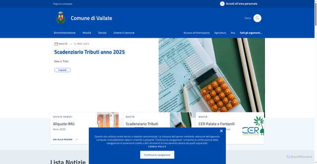 Security scan screenshot of https://comune.vailate.cr.it/