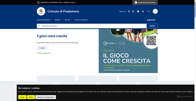 Security scan screenshot of https://www.comune.pradamano.ud.it/