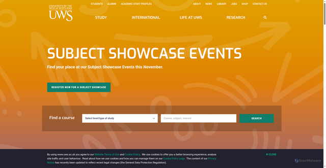 Security scan screenshot of https://www.uws.ac.uk/