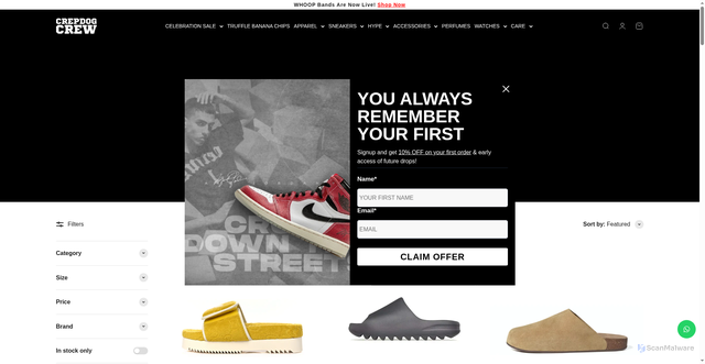 Security scan screenshot of https://crepdogcrew.com/collections/slides?srsltid=AfmBOoqZBtKYakBJbbYHYaNwjWNjRHlS3_VySHhSvgQNdaMRkj-NWPfx