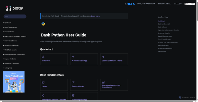 Security scan screenshot of https://dash.plotly.com/