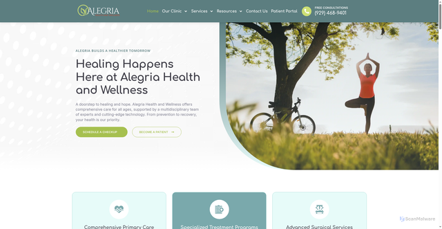 Security scan screenshot of https://alegriahealthbronx.com/