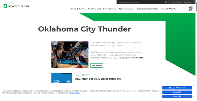 Security scan screenshot of https://www.paycomcenter.com/teams/detail/the-thunder