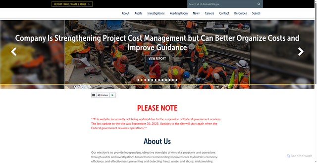 Security scan screenshot of https://amtrakoig.gov/