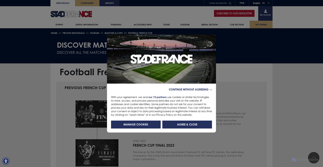 Security scan screenshot of https://www.stadefrance.com/en/stadium/football-french-cup