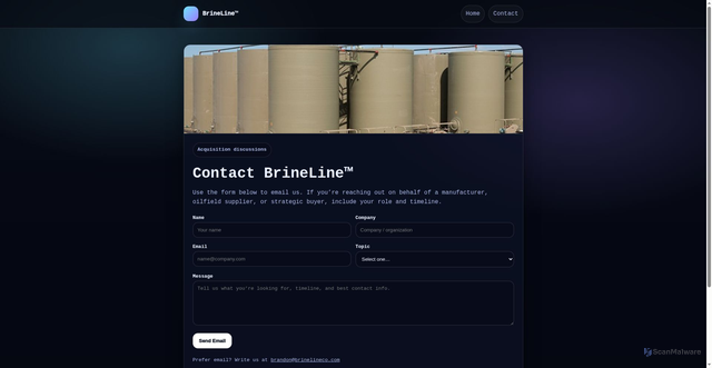 Security scan screenshot of https://brine-line.pages.dev/contact