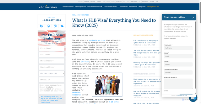 Security scan screenshot of https://www.eb5investors.com/visa-information/what-is-h1b/