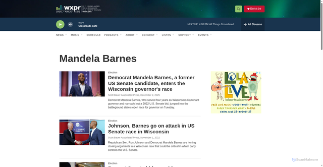 Security scan screenshot of https://www.wxpr.org/tags/mandela-barnes