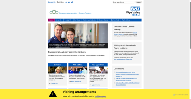 Security scan screenshot of https://www.wyevalley.nhs.uk/