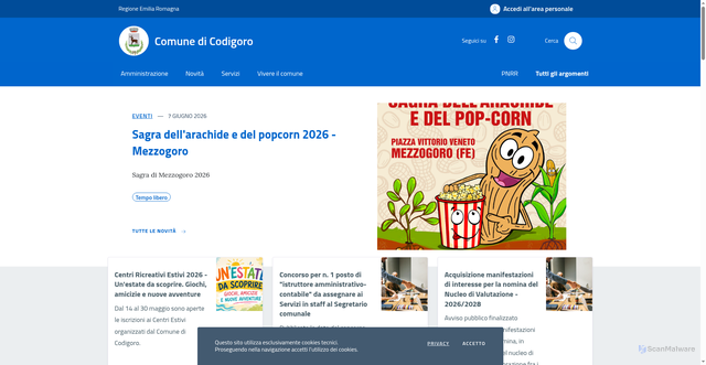 Security scan screenshot of https://www.comune.codigoro.fe.it